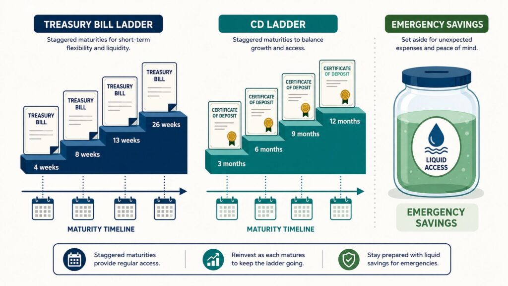 Treasury bill ladder vs CD ladder with staggered maturity dates