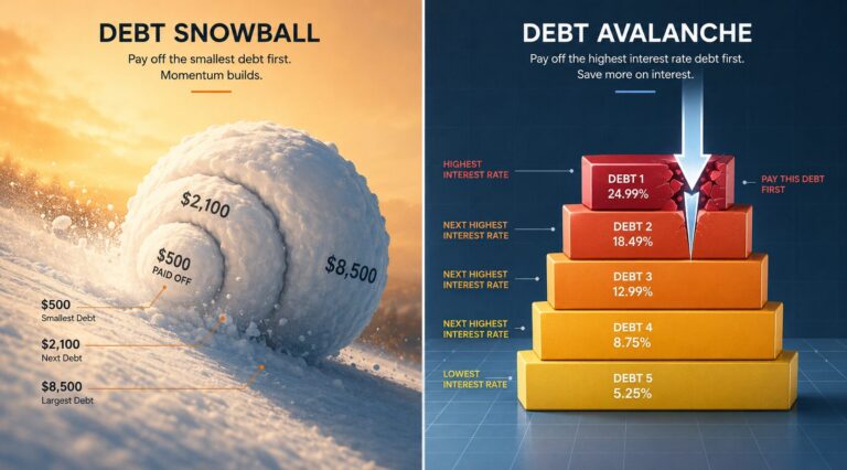 snowball vs avalanche debt payoff comparison with calculator and payment plan