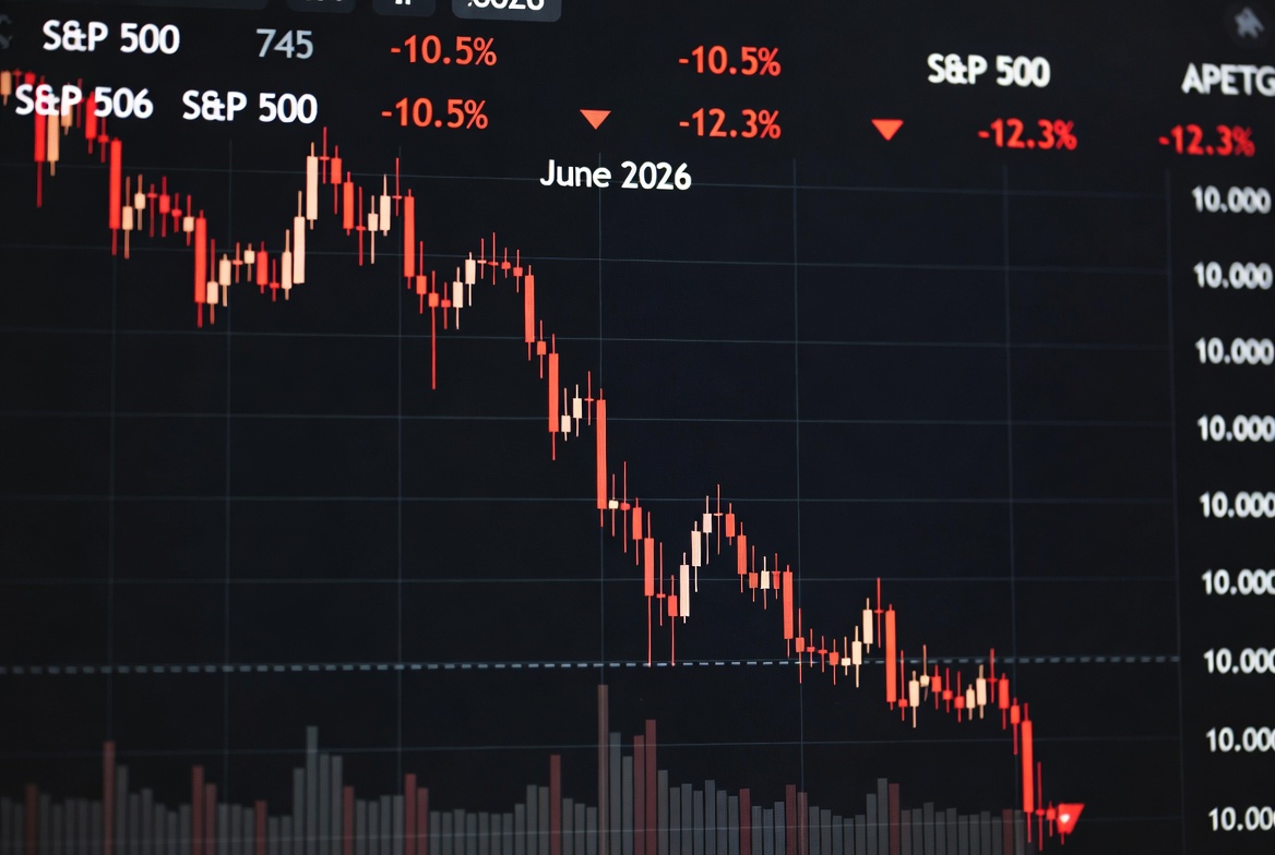 Why is the stock market down today — Red stock market chart showing downward trend on June 5, 2026 (S&P 500 & Nasdaq).