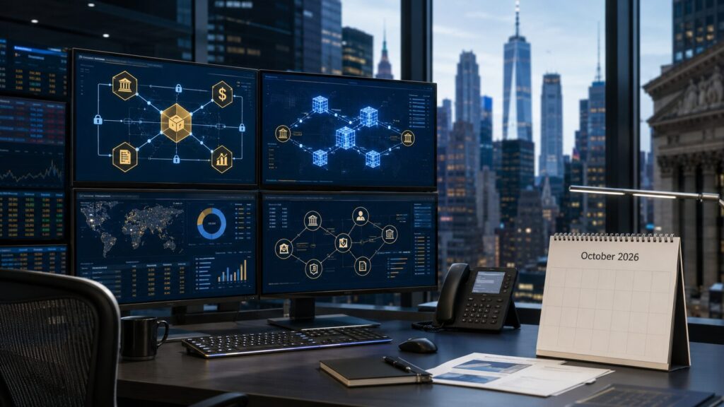 DTCC tokenized stocks timeline showing the October 2026 launch