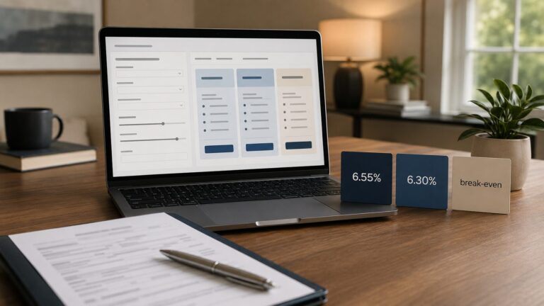 Mortgage points calculator comparing a 6.55% mortgage rate with buydown options